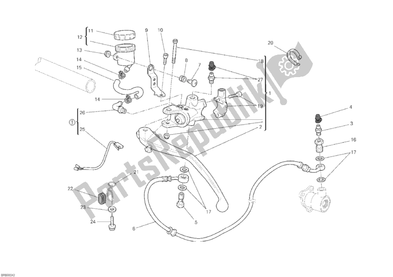 Alle onderdelen voor de Koppeling Hoofdremcilinder van de Ducati Monster 1100 ABS USA 2010